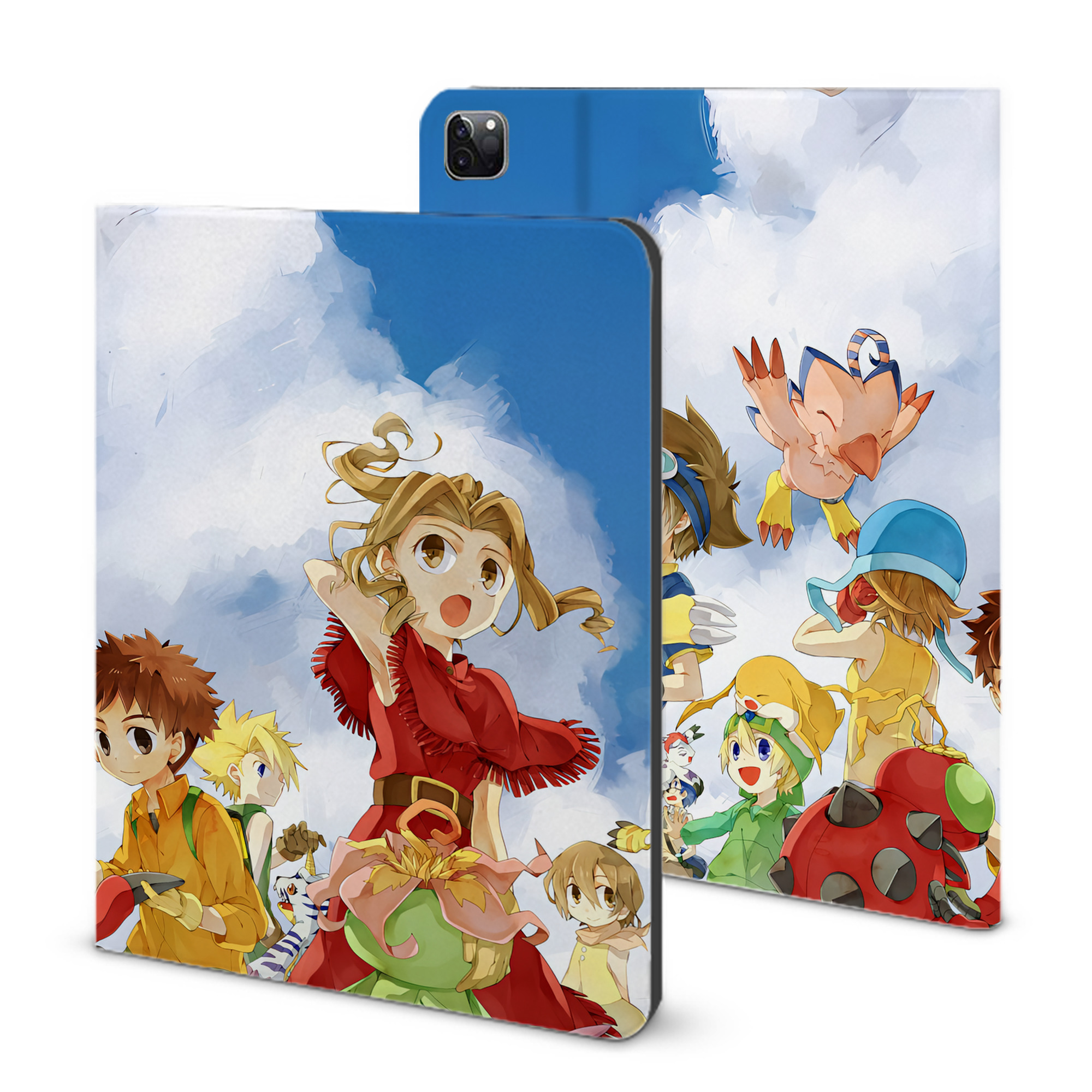 （画像用） Digimon デジタルモンスター/デジモン IPad ケース ブック型 PUレザー TPU 耐衝撃 軽量 薄型 ペン収納なし 全面保護 IPad 各モデル対応